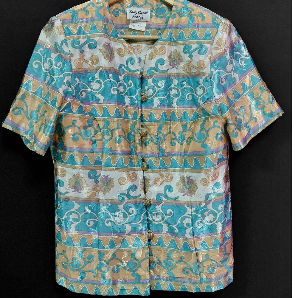 Lady Carol Petites of New York Multicolor Button-Up Size 10